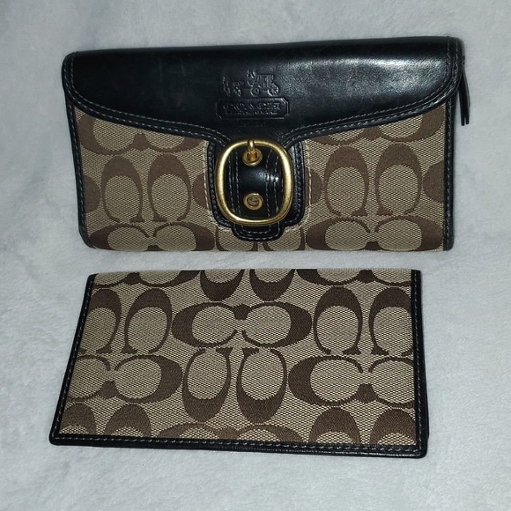 Coach Bleecker Signature Jacquard Wallet with Removable Checkbook Vintage Y2K